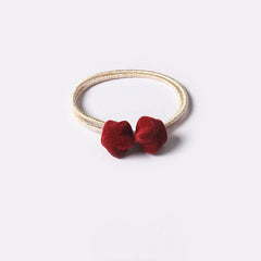 Vintage Red Hair Tie Heart Star Velvet Hair Tie Ponytail Holder