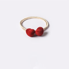Vintage Red Hair Tie Heart Star Velvet Hair Tie Ponytail Holder