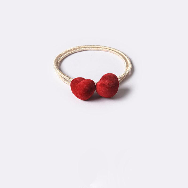 Vintage Red Hair Tie Heart Star Velvet Hair Tie Ponytail Holder