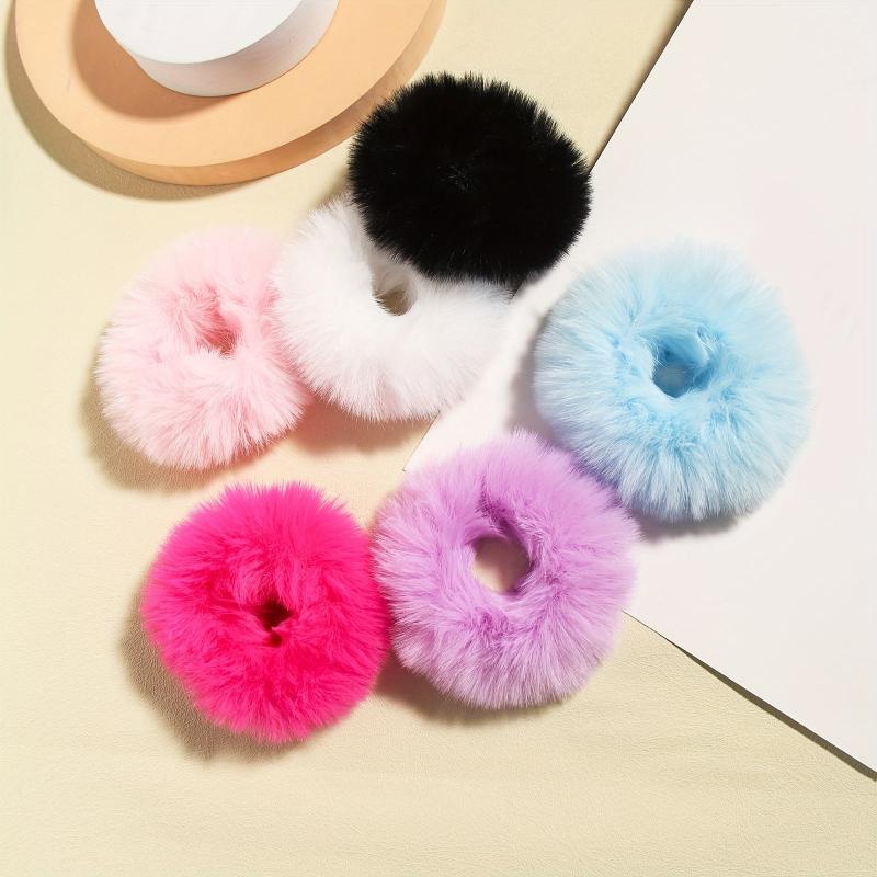 Faux Rabbit Fur Hair Scrunchies Elastic Hair Band 1pc