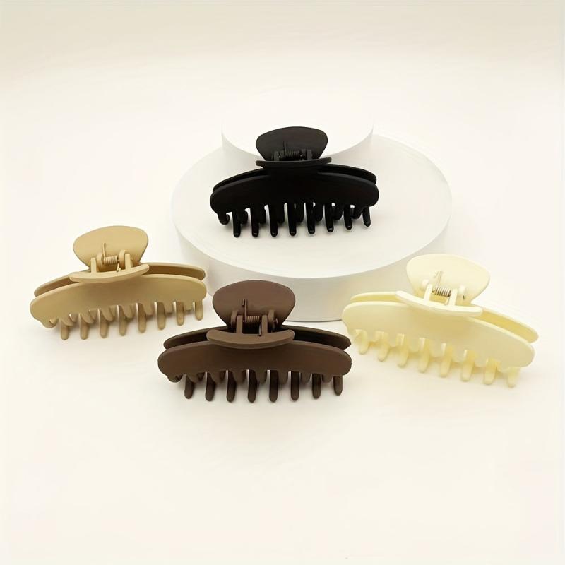 4pcs Matte Solid Hair Claw Shark Claw Ponytail Holder Hair Accessories