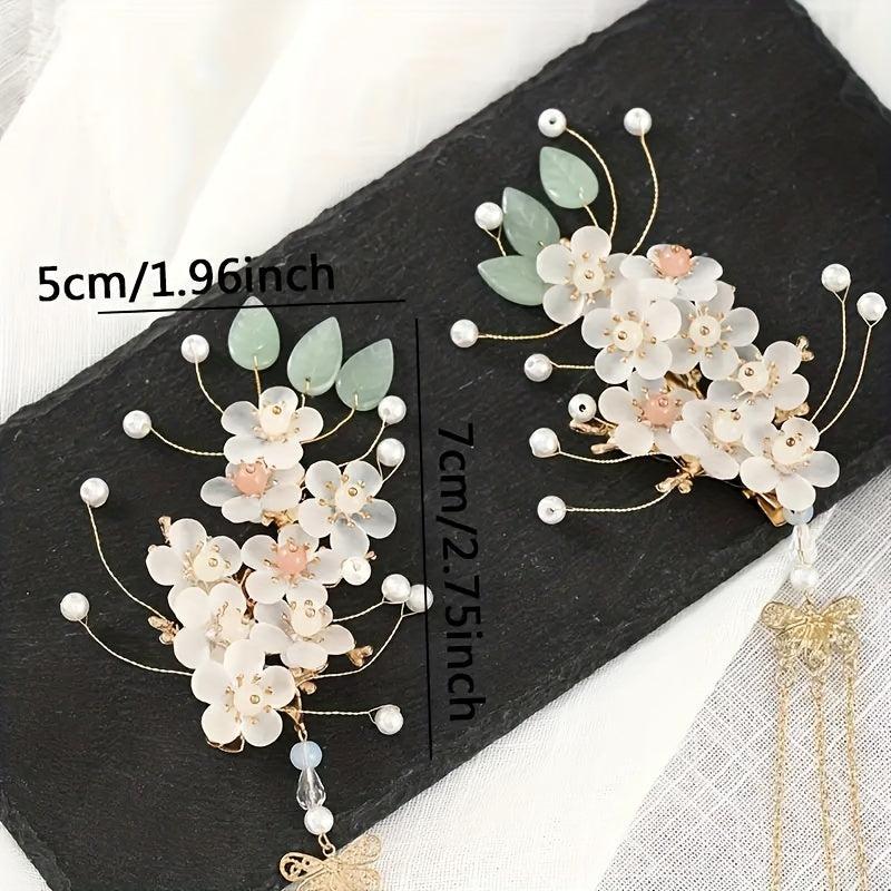 Chinese Flower Hair Clip Non-slip Duck Billed Hair Accessory