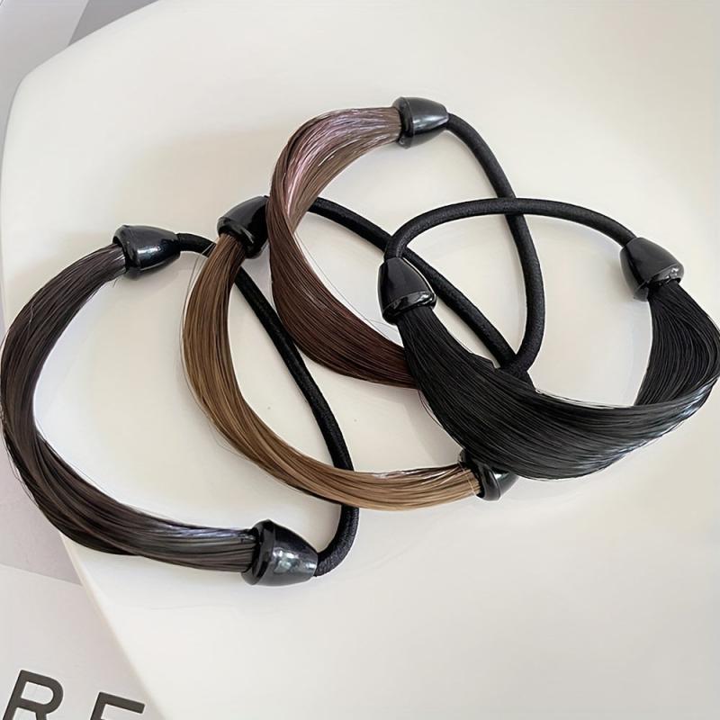 4pcs Braided Elastic Hair Rope Ponytail Holder Rubber Band