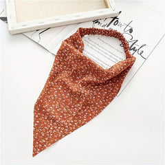 5pcs Floral Print Kerchief Chiffon Elastic Headscarf Triangular Headwear