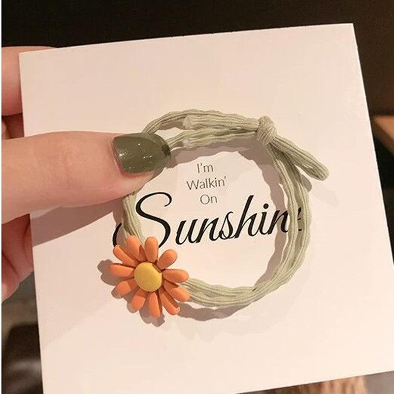 Daisy Flower Hair Tie Knotted Hair Rope Girls Rubber Band Ponytail Holder