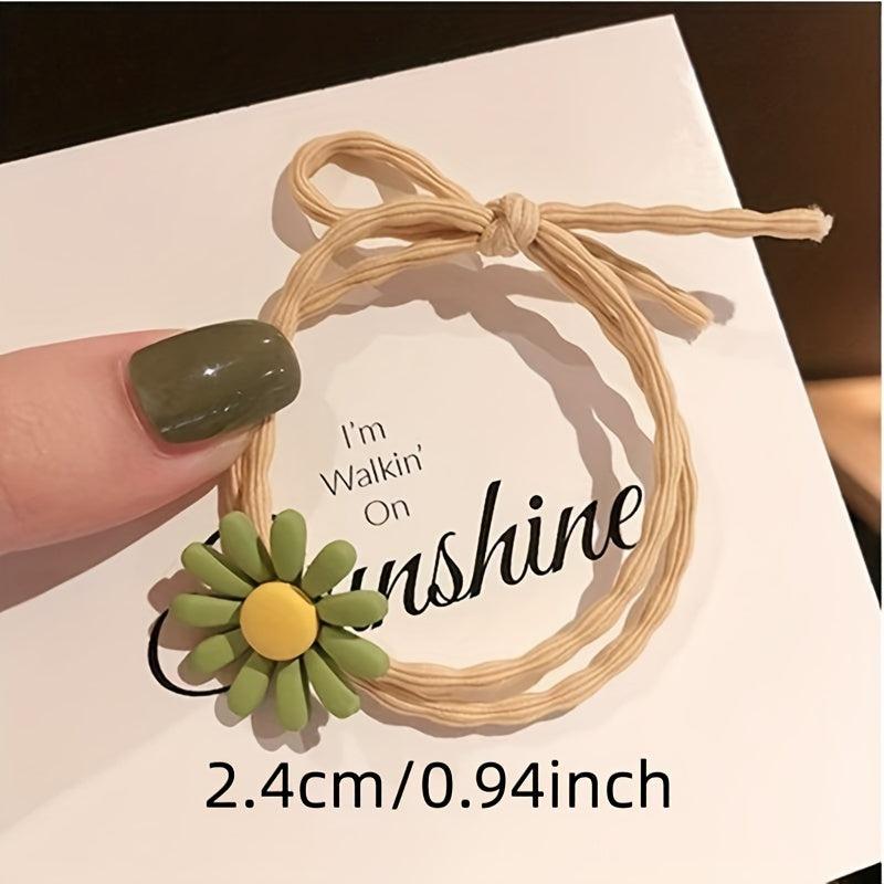 Daisy Flower Hair Tie Knotted Hair Rope Girls Rubber Band Ponytail Holder