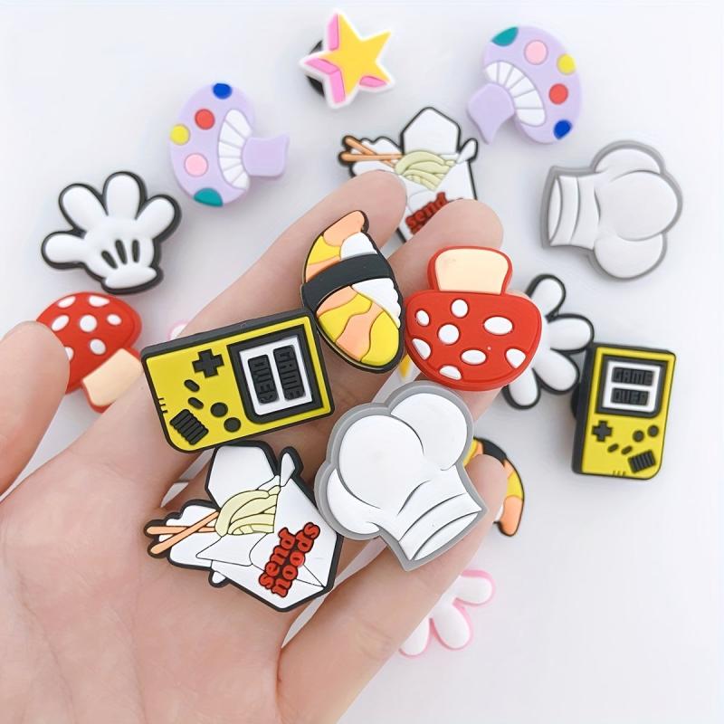 22pcs Cartoon Shoe Charm PVC Soft Rubber DIY Clogs Accessories Buckle Set
