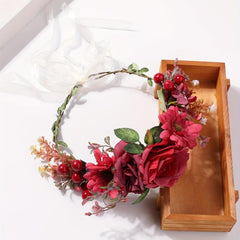 Boho Flower Crown Leaf Berry Wreath Bridal Hair Band Wedding Party