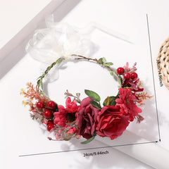 Boho Flower Crown Leaf Berry Wreath Bridal Hair Band Wedding Party