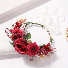 Boho Flower Crown Leaf Berry Wreath Bridal Hair Band Wedding Party