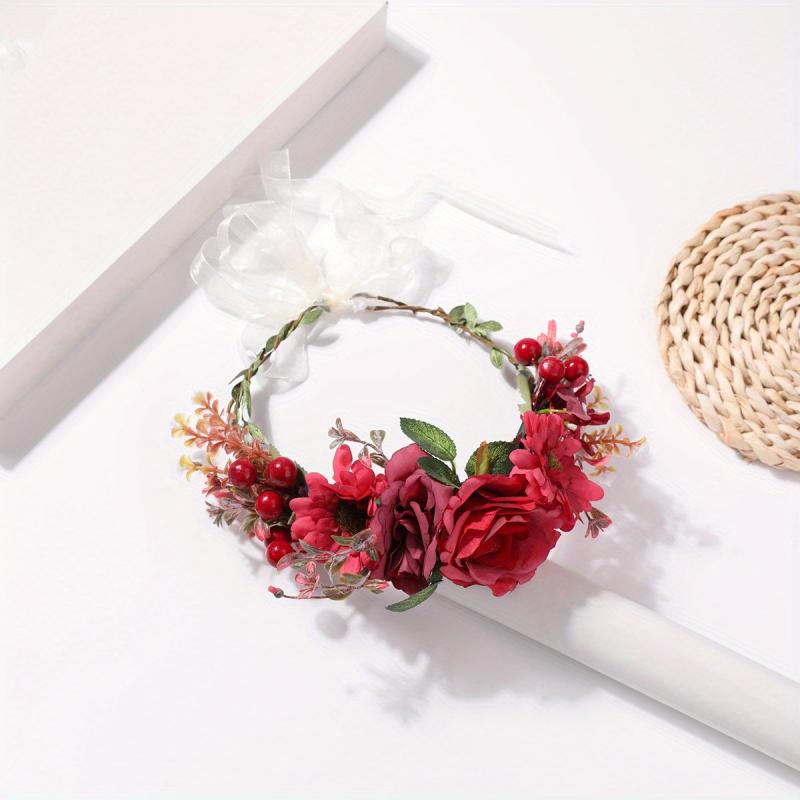 Boho Flower Crown Leaf Berry Wreath Bridal Hair Band Wedding Party