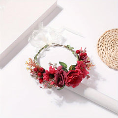 Boho Flower Crown Leaf Berry Wreath Bridal Hair Band Wedding Party