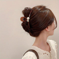 Faux Pearl Rhinestone Hair Claw Female Headwear Shark Claw Hair Accessory
