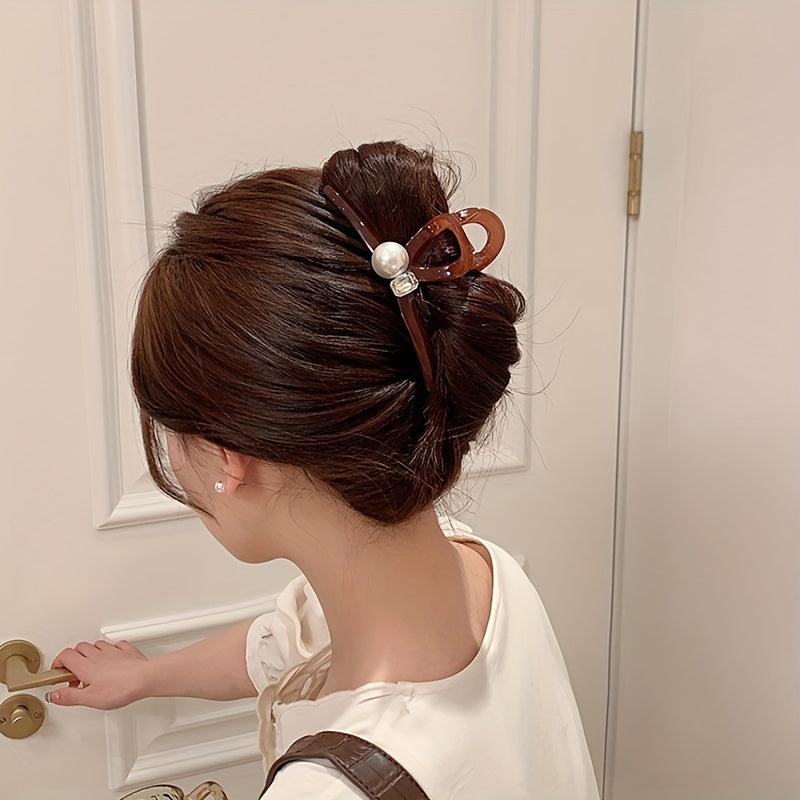 Faux Pearl Rhinestone Hair Claw Female Headwear Shark Claw Hair Accessory