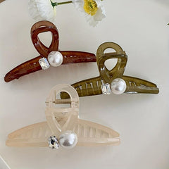 Faux Pearl Rhinestone Hair Claw Female Headwear Shark Claw Hair Accessory