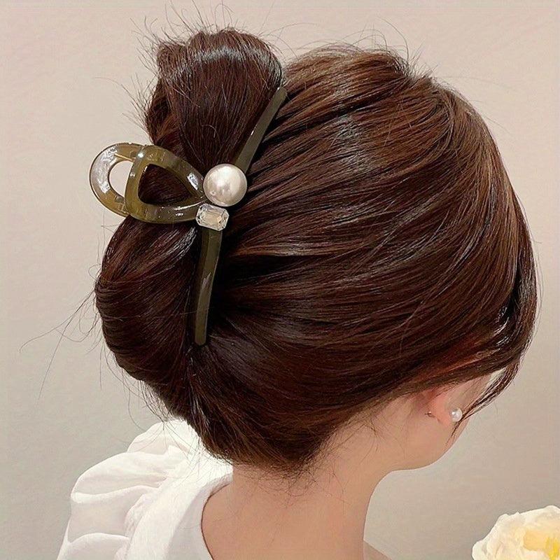 Faux Pearl Rhinestone Hair Claw Female Headwear Shark Claw Hair Accessory