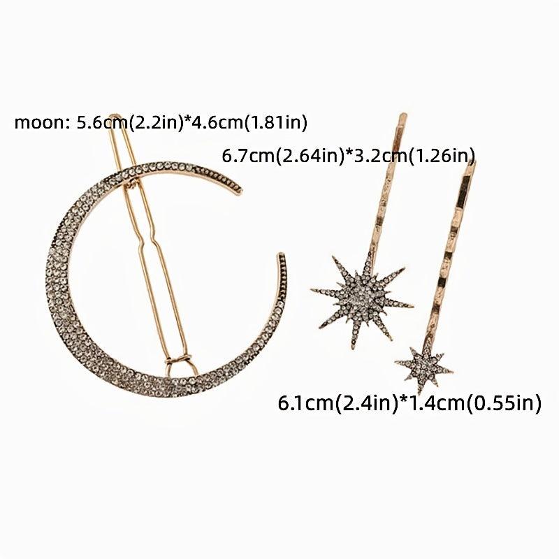 Silver Moon Star Hair Pin Set Silver Hair Clip Set