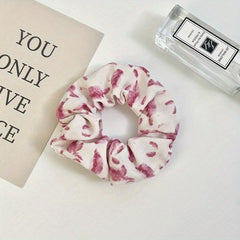 Watercolor Leaf Print Scrunchies Hair Rope Ponytail Holder