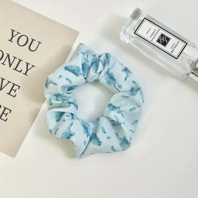 Watercolor Leaf Print Scrunchies Hair Rope Ponytail Holder