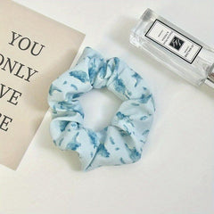 Watercolor Leaf Print Scrunchies Hair Rope Ponytail Holder