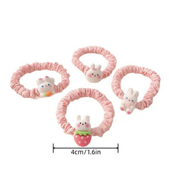8pcs Rabbit Decor Scrunchies Hair Tie Hair Rope For Kids
