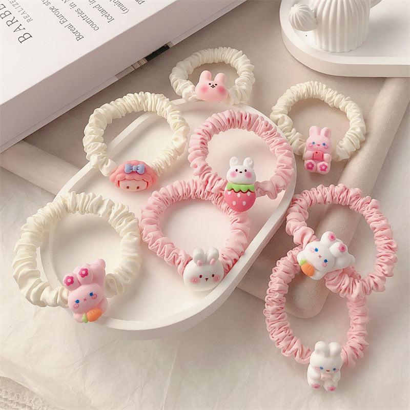8pcs Rabbit Decor Scrunchies Hair Tie Hair Rope For Kids