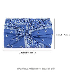 Boho Headbands Wide Knotted Hair Bands Printing Bandeau Travel Stretchy