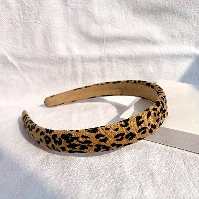 Leopard Pattern Hair Hoop Elastic Non Slip Headband Soft Fabric Hair Accessory