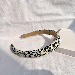 Leopard Pattern Hair Hoop Elastic Non Slip Headband Soft Fabric Hair Accessory