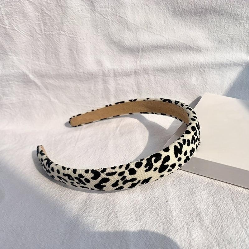 Leopard Pattern Hair Hoop Elastic Non Slip Headband Soft Fabric Hair Accessory