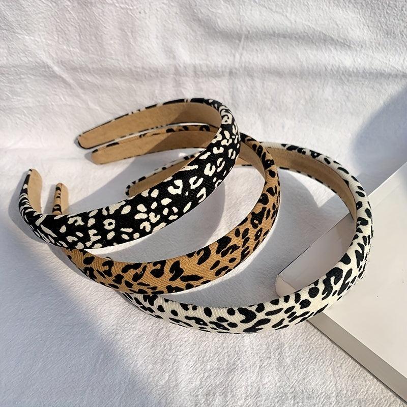 Leopard Pattern Hair Hoop Elastic Non Slip Headband Soft Fabric Hair Accessory
