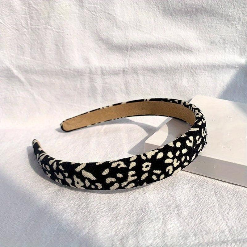 Leopard Pattern Hair Hoop Elastic Non Slip Headband Soft Fabric Hair Accessory