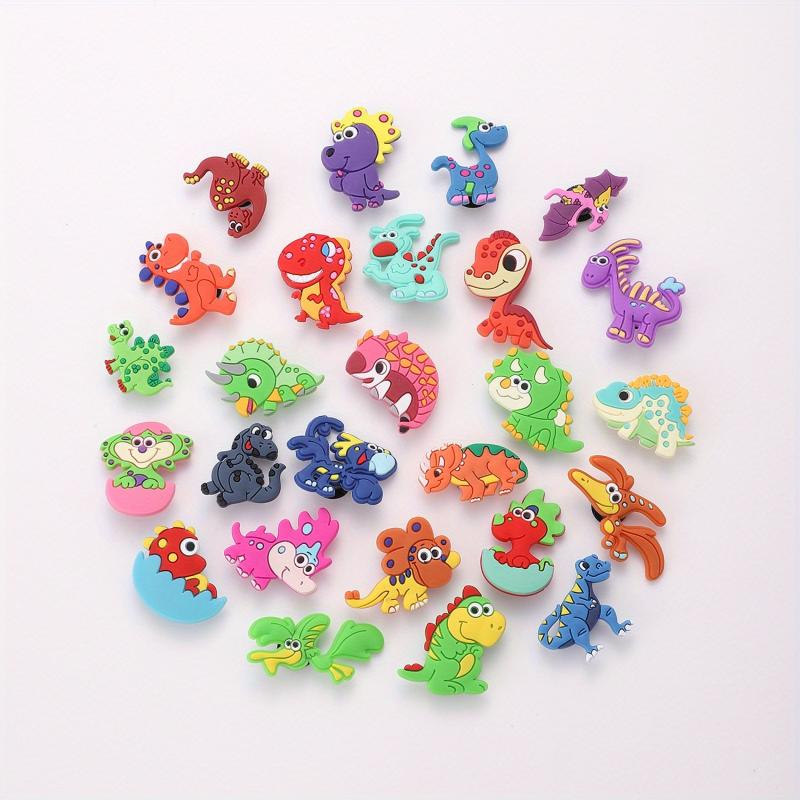 26pcs Dinosaur Shoe Charm Clogs DIY Decoration Soft Rubber Shoe Buckle