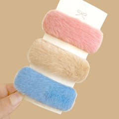 3pcs Plush Leopard Print Hair Clips for Women