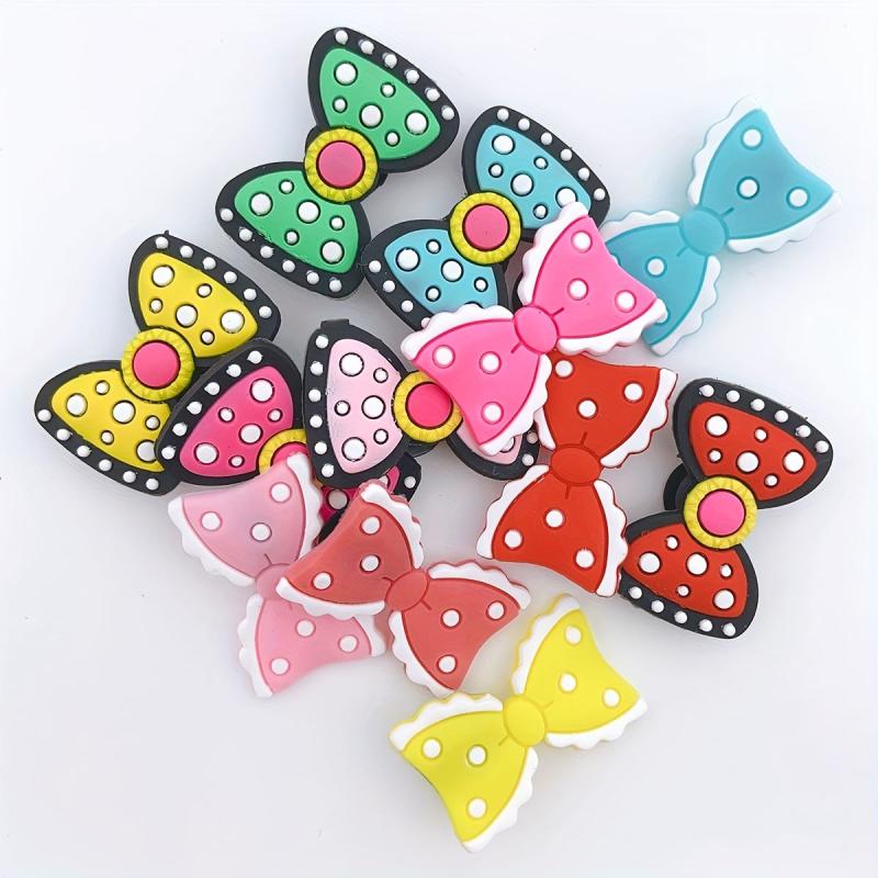 12pcs Bowknot Shape Shoe Charm PVC Rubber Shoe Buckle Clogs DIY Accessories