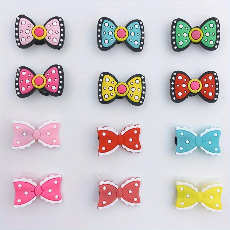 12pcs Bowknot Shape Shoe Charm PVC Rubber Shoe Buckle Clogs DIY Accessories