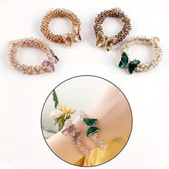 4pcs Butterfly Crystal Hair Ties Dual-purpose Hair Accessories