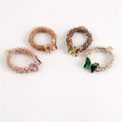4pcs Butterfly Crystal Hair Ties Dual-purpose Hair Accessories