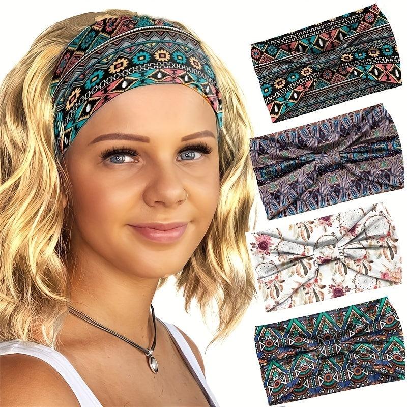 Boho Wide Headband Print Turban Headwrap Knot Hairband Bandana Hair Accessories