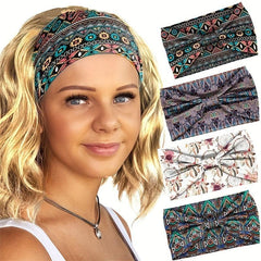 Boho Wide Headband Print Turban Headwrap Knot Hairband Bandana Hair Accessories