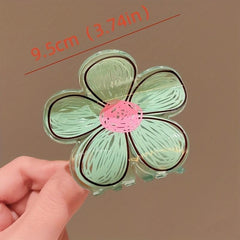 Flower Drawing Pattern Hair Claw for Women Girls Hair Accessories
