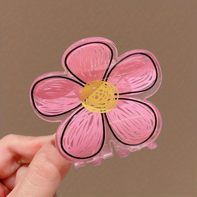Flower Drawing Pattern Hair Claw for Women Girls Hair Accessories
