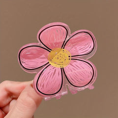 Flower Drawing Pattern Hair Claw for Women Girls Hair Accessories