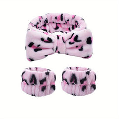 Leopard Pattern Headband & Wristband Set for Women Girls