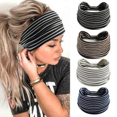 Striped Pattern Yoga Sports Headband Wide Stretchy Hairband
