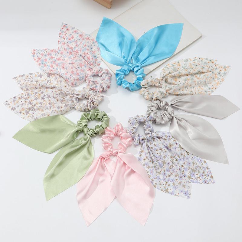 Silk Scarf Hair Tie Non Slip Scrunchie Ponytail Holder Elastic Headwear