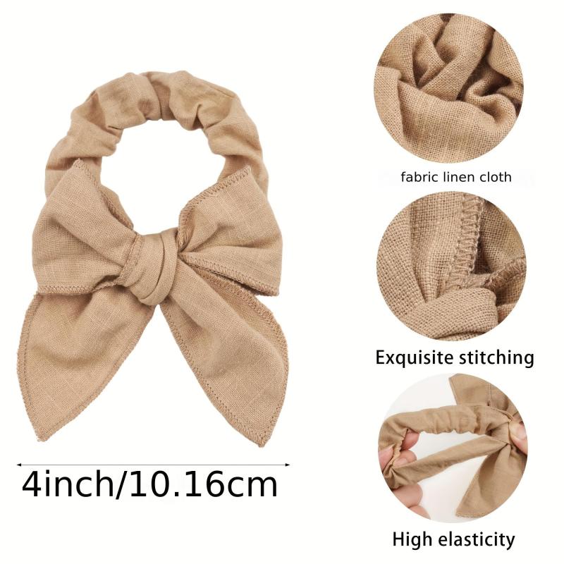8pcs Linen Bow Knotted Scrunchies Hair Tie Ponytail Holder Elastic Hair Rope