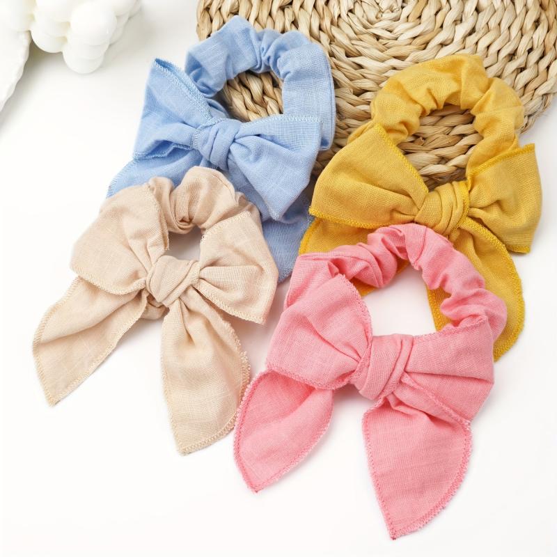 8pcs Linen Bow Knotted Scrunchies Hair Tie Ponytail Holder Elastic Hair Rope