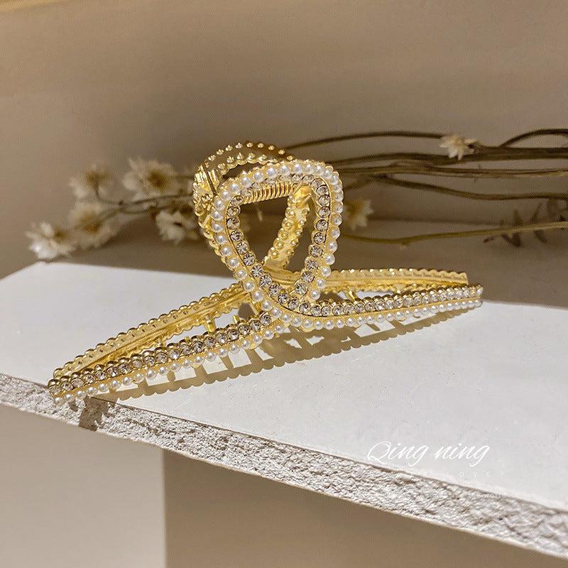 Golden Metal Rhinestone Hair Clip Hair Claw Shark Claw Hair Accessories