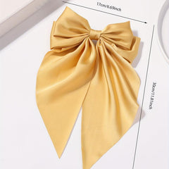 Ginger Yellow Bow Barrette Satin Scarf Hair Clip for Women Girls